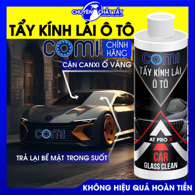 Tẩy cặn canxi trên kính ô tô Comi