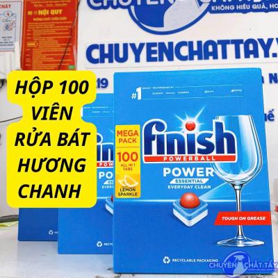 Viên Rửa Bát Finish Power Essential Hương Chanh Hộp 100 Viên - Đánh Bay Dầu Mỡ